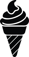 Black silhouette depicts a simple, stylized ice cream cone with clear transparent background