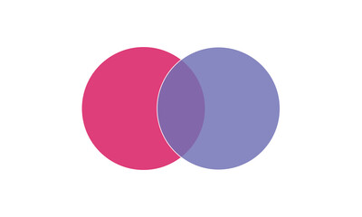 Venn diagram chart vector template two circle color style for presentation, start up project, business strategy, theory basic operation, infographic, logic eps 10. Vector Illustration  .  