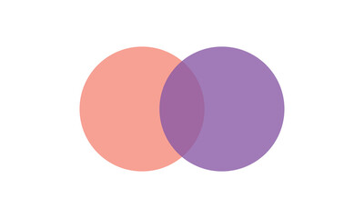 Venn diagram chart vector template two circle color style for presentation, start up project, business strategy, theory basic operation, infographic, logic eps 10. Vector Illustration  .  