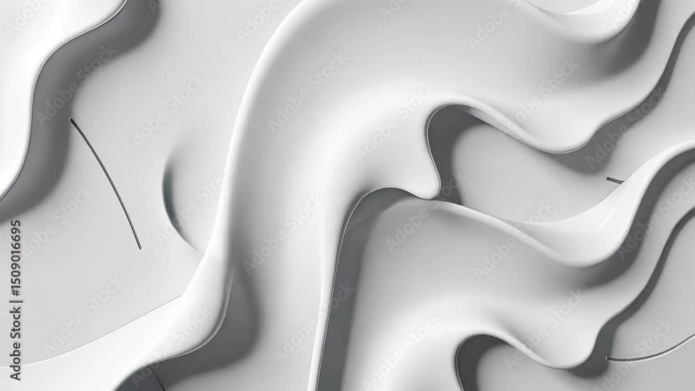 Aufkleber white fluid abstract texture with waves and curves for modern background and art design