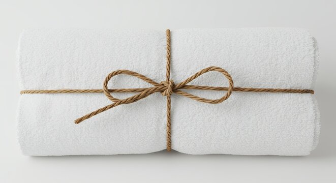 Tied gift package on white background