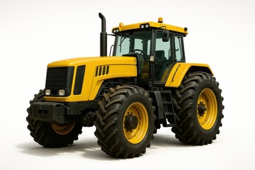 Fototapeta premium Industrial yellow tractor stands out with its distinct design and robust features