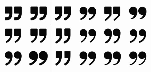 Eighteen Black Quotation Marks on White Background