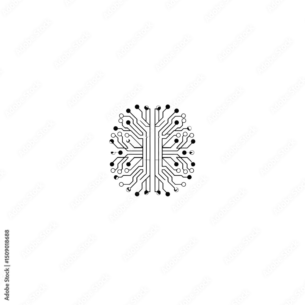 Poster digital circuit visualizes symmetrical design white backdrop simplicity