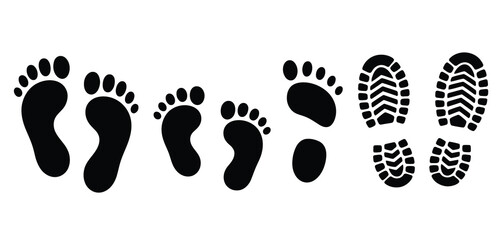 Barefoot and Boot Prints Family Footprints Graphic