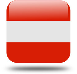 austria Flag – 3D Square Icon Style with Drop Shadow, High Resolution PNG
