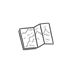 Unfolded map shows terrain sketch drawing travel concept