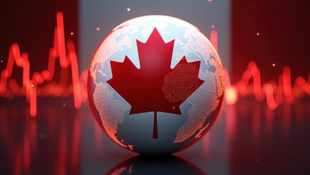 Global economic trends impacting canada visual data representation digital art abstract style close-up financial insights