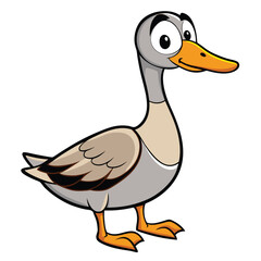 Cartoon duck with an orange beak shows a curious expression with big eyes