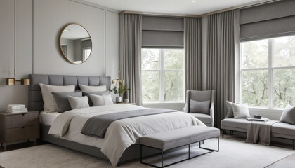 Serene Gray Bedroom: Modern Minimalist Interior