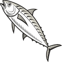 Monochrome Scad Fish Vector Illustration: Elegant Black and White Marine Art Design for Ocean-Themed Decor and Creative Projects