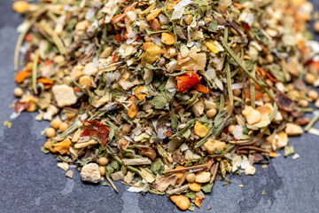 Dehydrated Chimichurri seasoning on black stone