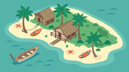 Obraz premium vector illustration of a tropical island