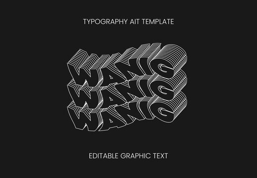 White And Black Stacked Wave Font Isometric Layered Text Effect