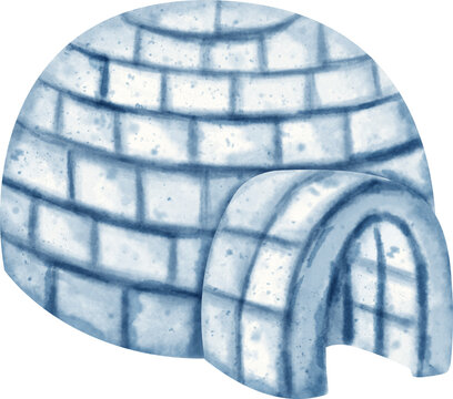 watercolor igloo ice home