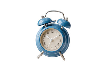 PNG Blue retro alarm clock with double bells on black background
