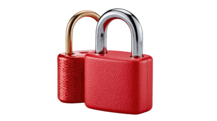 Security and Resilience: Two vibrant, red padlocks symbolize the strength and dependability of data protection. A visual narrative that conveys the ideas of safety and confidence in the digital era.