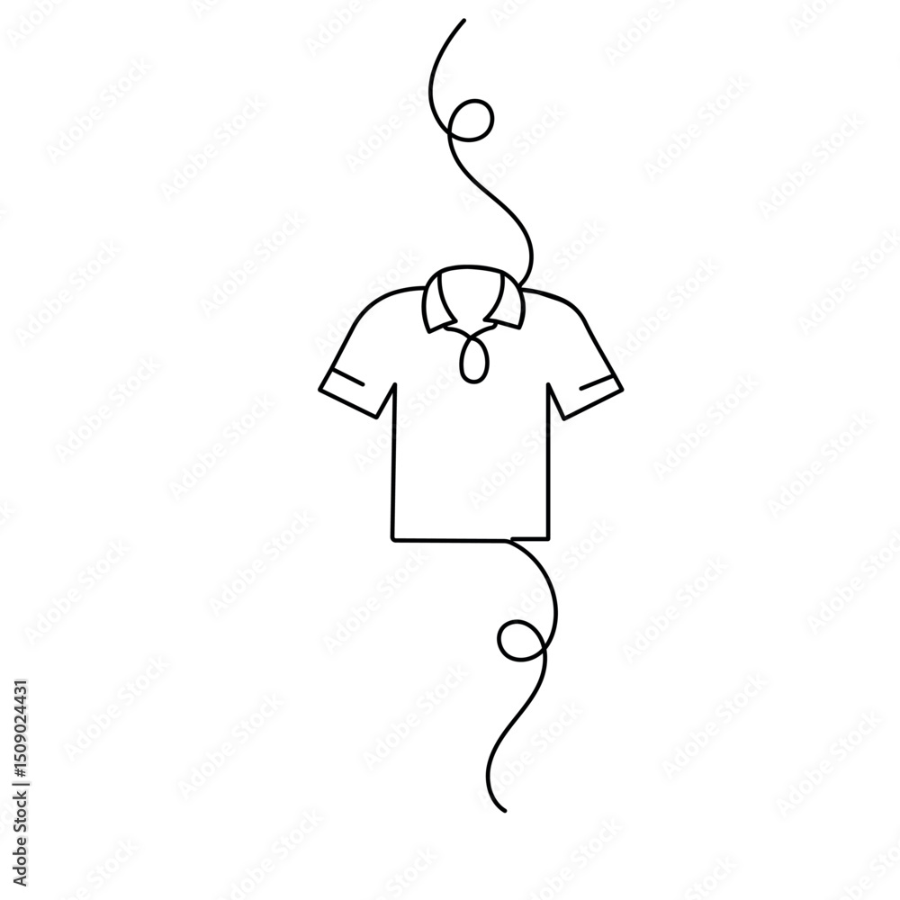 Poster tshirt continuous one line drawing outline vector icon