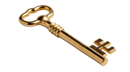 Golden Key to Unlock Potential: A close-up shot showcases a gleaming golden key, radiating elegance and symbolizing opportunity, access, and the unlocking of secrets or possibilities.
