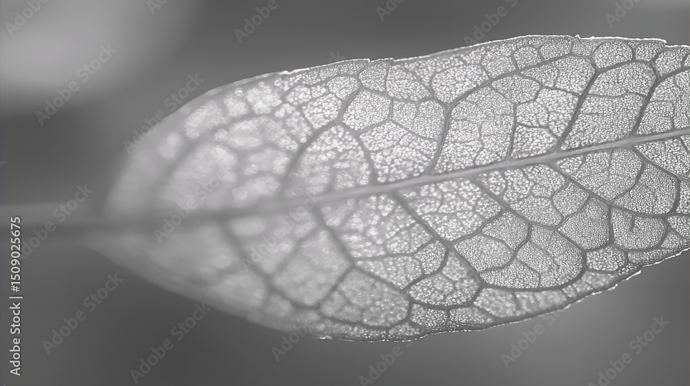 Aufkleber delicate leaf featuring intricate vein patterns against a soft, blurred background, creating a sense
