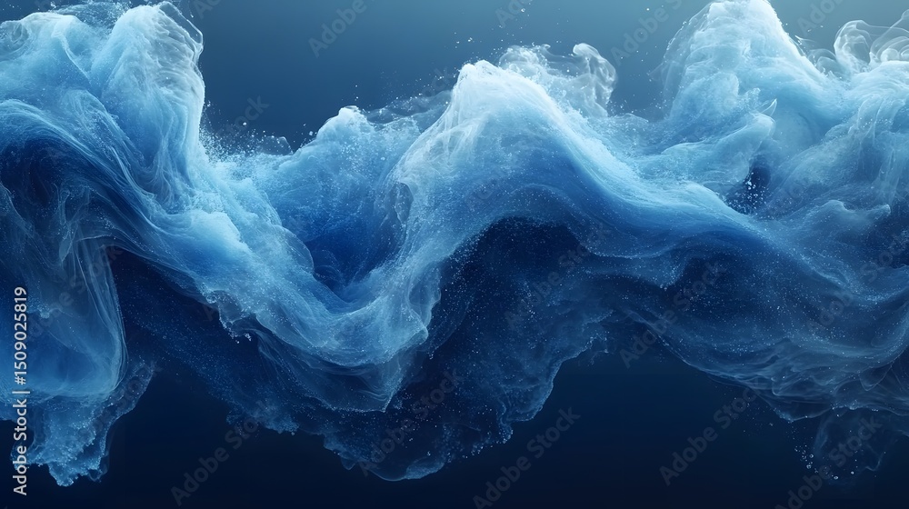 Poster A mesmerizing abstract design featuring swirling, ethereal blue and white forms resembling smoke or liquid. The texture is dynamic and flowing, conveying a sense of depth and artistic movement.