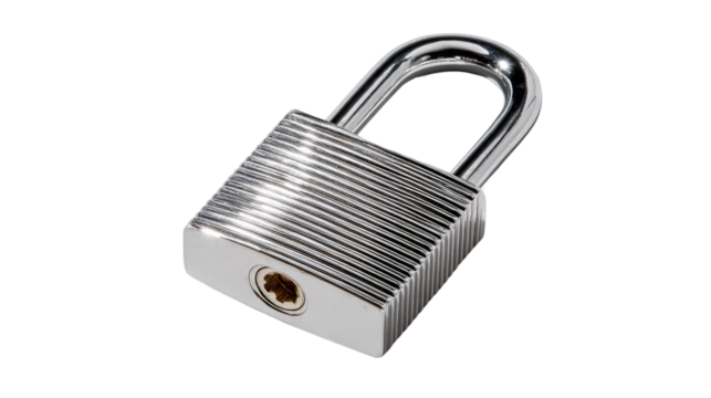 Secure Symbol: A gleaming metallic padlock stands as a sturdy symbol of security and protection. Capturing the essence of safeguarding assets and peace of mind.