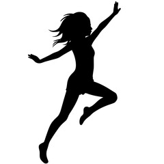 jumping girl silhouette on a white background.