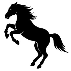 black horse jumping vector illustration on a white background.