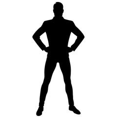silhouette of a young man on a white background.