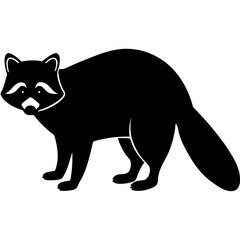 Raccoon vector art silhouette on a white background.