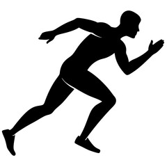 silhouette of a man running on a white background.
