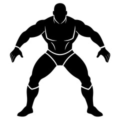 Wrestler silhouette on a white background.