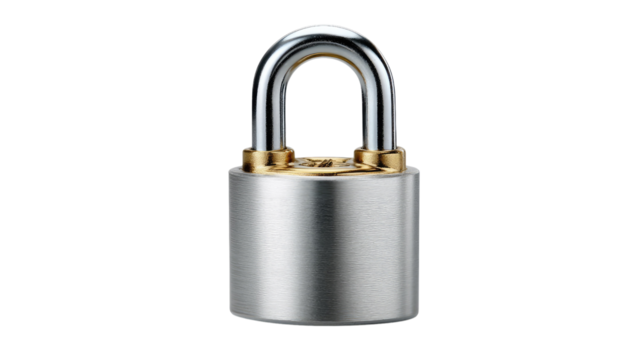 Security and Protection: A polished silver padlock, symbolizing safety, security, and privacy, stands as a testament to safeguarding valuable assets and personal information.