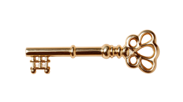 Golden Key: Close-up of a classic, ornate golden key, symbolizing access, opportunity, and unlocking potential.