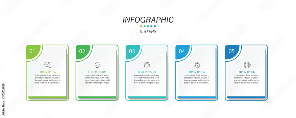 Poster Design template for vector infographic labels with icons and 5 options or steps.