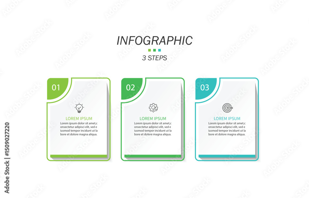 Poster Design template for vector infographic labels with icons and 3 options or steps.