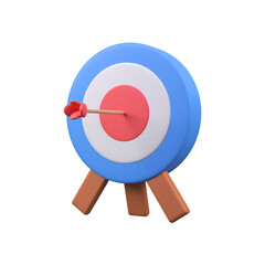 Arrow aiming at target isolated 3d render icon illustration