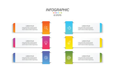 Business infographic template. 6 Step timeline journey. Process diagram, Infographic elements vector illustration.
