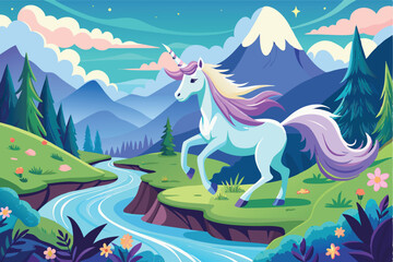 Galloping mustang silhouette in the forest, a symbol of wild nature