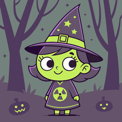 halloween witch with pumpkin