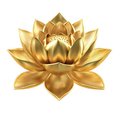 Purity lotus flower gold, Bright yellow lotus flower with a peaceful and serene appearance, isolated on transparent background