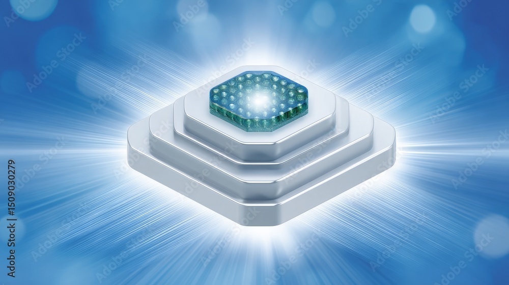 Poster innovative graphene-based nanochip layout high-tech laboratory digital visualization futuristic envi