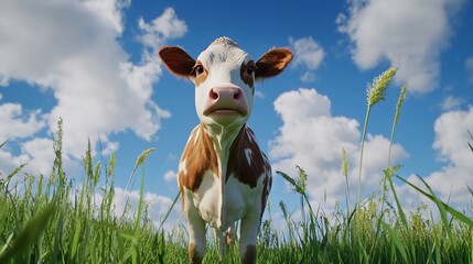 A Curious Calf in a Sunny Meadow