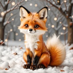 Fototapeta premium a cute cartoon of a fox sitting with its tail curled