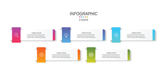 Business infographic template. 5 Step timeline journey. Process diagram, Infographic elements vector illustration.