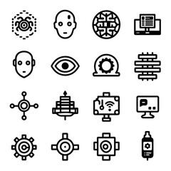 Abstract illustrations of AI and technology concepts in black theme
