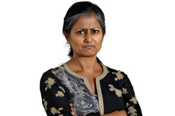 Stern Indian Woman with Arms Crossed, Cut Out Transparent