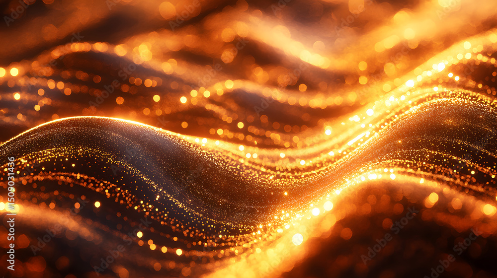 Poster golden abstract background with bokeh lights effect sparkle festive backdrop warm tones