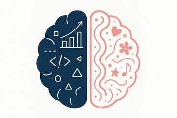 Distinct representation of logical and creative thinking in a brain illustration
