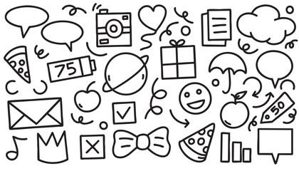 Line marker hand drawn brush element set. Sketch pencil stroke vector graphic pen underline scribble icon. Hand drawn line heart, crown, star symbol highlight marker shape. Vector illustration